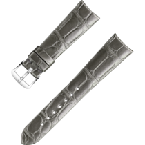 Bracelete de duas peças - Bracelete cinzenta brilhante em pele de crocodilo com fivela de pino - 032CUZ013036