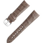 Bracelete de duas peças - Bracelete castanha-cinzento em pele de crocodilo com fivela de pino - 032CUZ009386