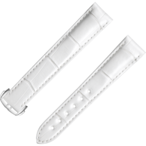 Bracelet deux pièces - Bracelet en cuir d'alligator blanc avec boucle déployante - 9800.03.17
