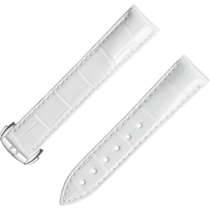 Pulsera de dos piezas - Pulsera de piel de aligátor blanca con cierre desplegable - 9800.03.17