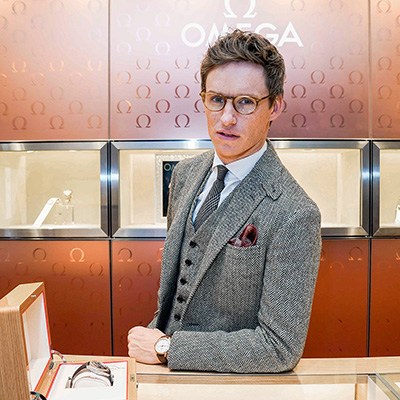 Eddie Redmayne at the Omega boutique in Tokyo