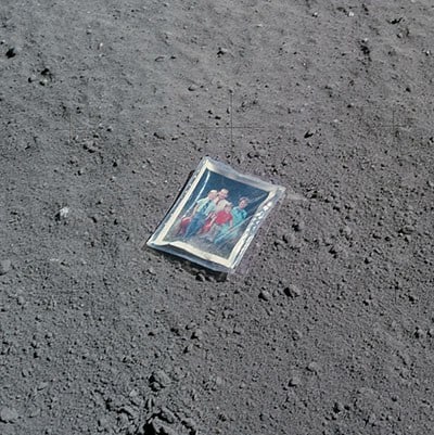 Colored photography lying down on the Moon's floor